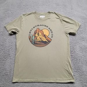 Levi's Shirt Mens Large Green Desert Plains Graphic Outdoors‎ Casual Spellout